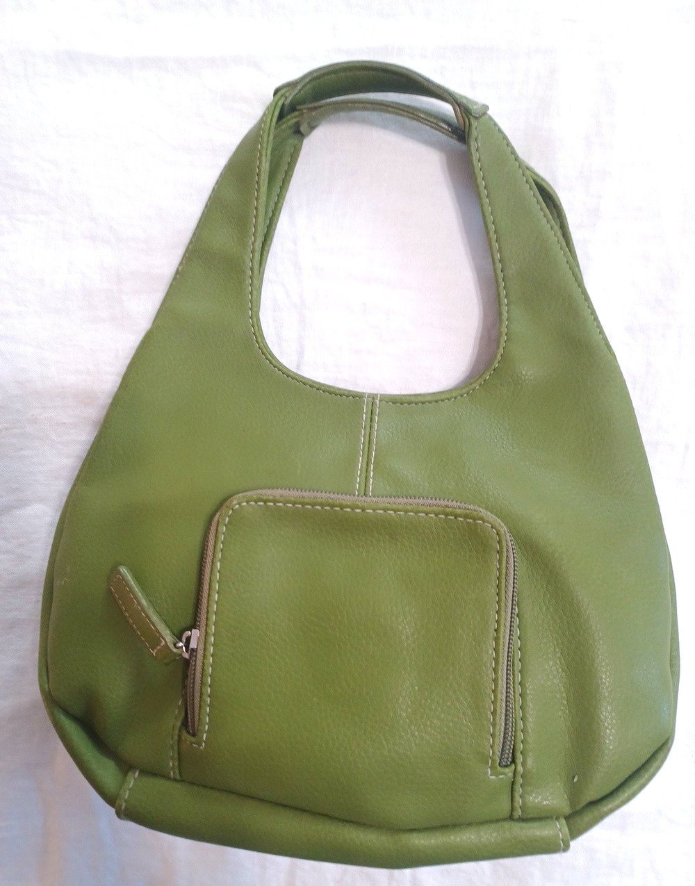 St John's Bay Green Faux Vegan Handbag Purse 10x12 Retro Double Handle